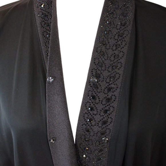 Beaded Kaftan Dress Size M/L Custom Abaya Black Long Sleeve Approx. Formal D199 - Picture 11 of 12